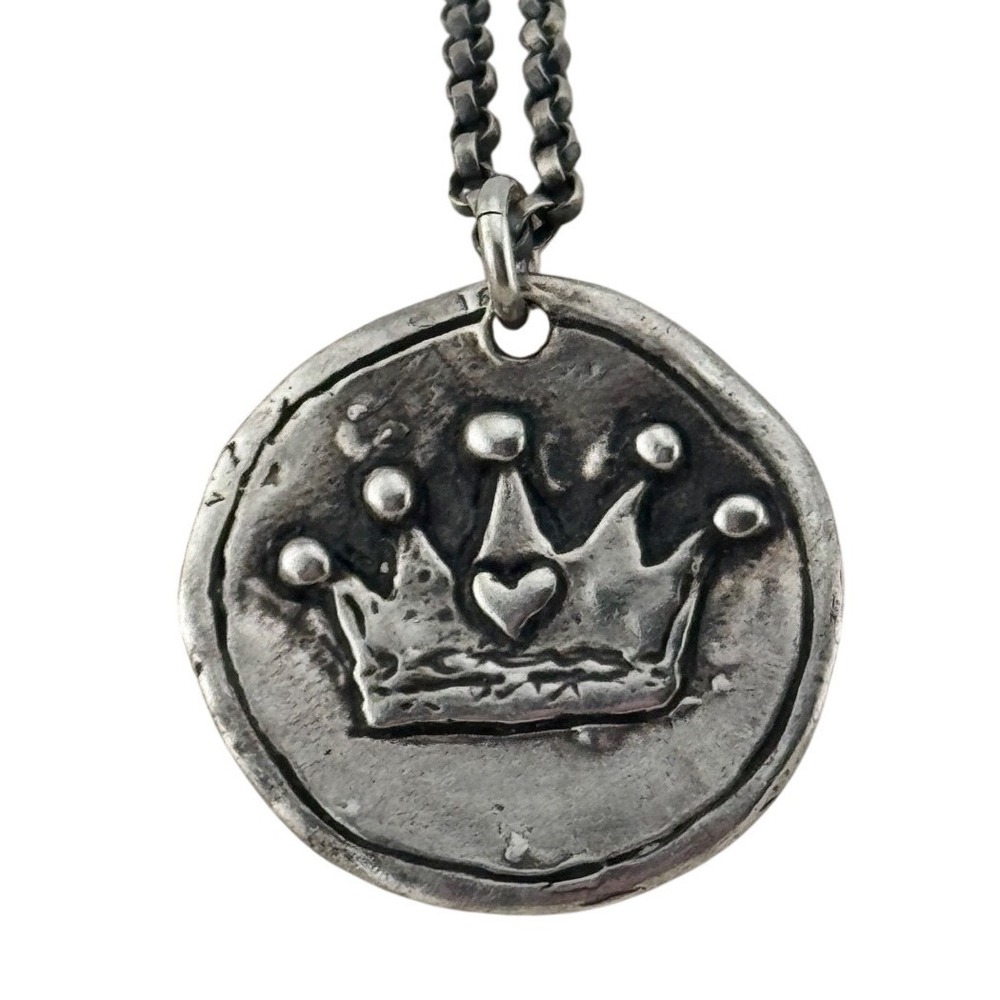 Island Cowgirl Sterling Silver Crown Heart "Create Your Own Destiny" Necklace